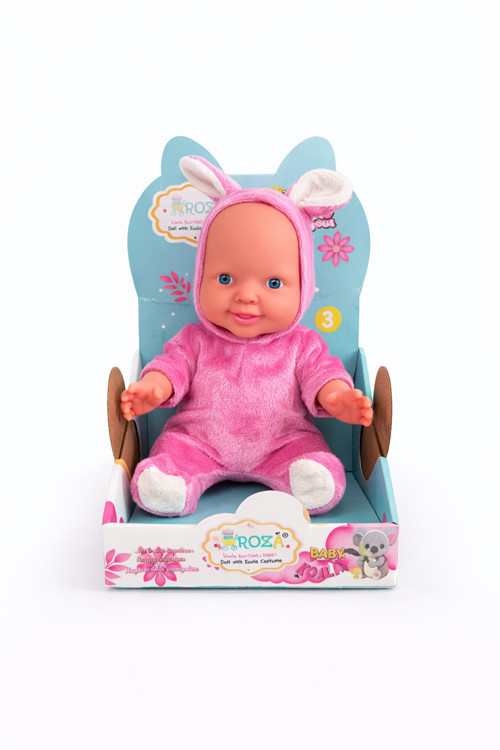 Sevimli Tavşan Kostümlü Oyuncak Bebek – Yumuşak Peluş Tasarım, 3+ Yaş (Pembe - Mavi - Beyaz) Pe