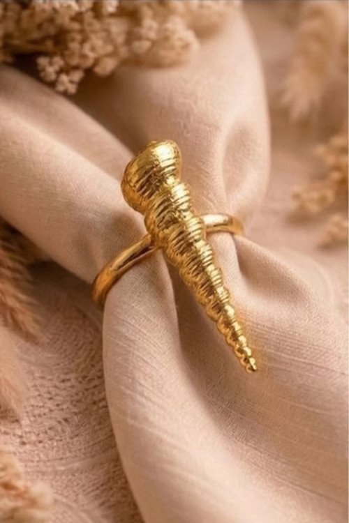 6'Lı Deniz Yıldızı Metal Gold Peçete Yüzüğü-Napkin Ring Peçete Tutucu