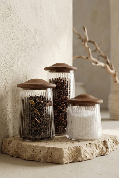 Akasya Mushroom Vakumlu Cam Kavanoz Baharatlık (650Ml,950Ml,1300Ml)