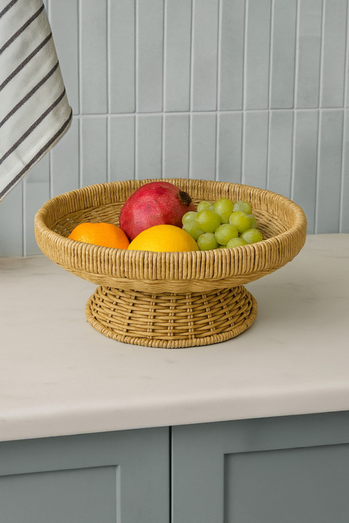 Yuvarlak Hasır Sunumluk Meyve Sepeti 24,5 Cm