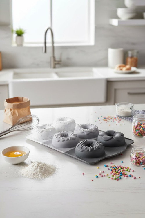 6'Lı Silikon Donut Kalıbı Kek Kalıbı Ve Kurabiye Kalıp Seti Çok Amaçlı Pişirme Kalıbı