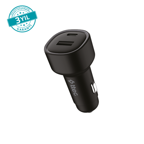 SmartCharger Duo PD 83W Araç Hızlı Şarj Aleti USB-C+USB-A Siyah 2CKP04S