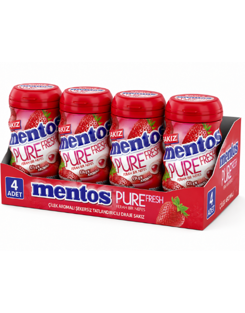 Pure Fresh Çilek Aromalı Şekersiz Tatlandırıcılı Draje Sakız 60 GR X 4 Adet