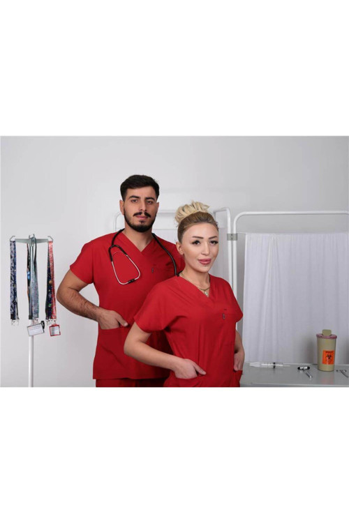 Likralı Cerrahi Forma Unisex Hemşire Doktor Sağlıkçı Forması Scrubs Üniforma