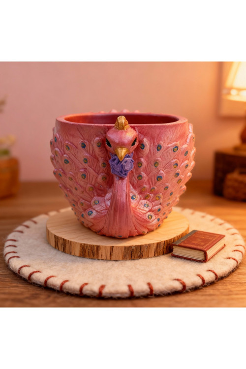 Pembe Tavuskuşu Çok Amaçlı Dekoratif Kalemlik Biblo