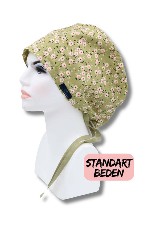 Standart Beden Yeşil Çiçek Bahçesi Cerrahi Bone Doktor Hemşire Sağlıkçı Hastane Bonesi