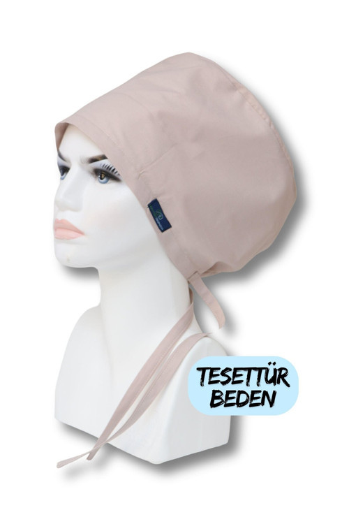Tesettür Beden Vizon Tek Renk Cerrahi Bone Hemşire Sağlıkçı Hastane Bonesi