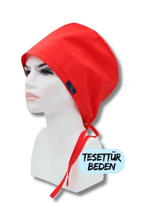 Tesettür Beden Nar Çiçeği Tek Renk Cerrahi Bone Doktor Hemşire Sağlıkçı Hastane Bonesi