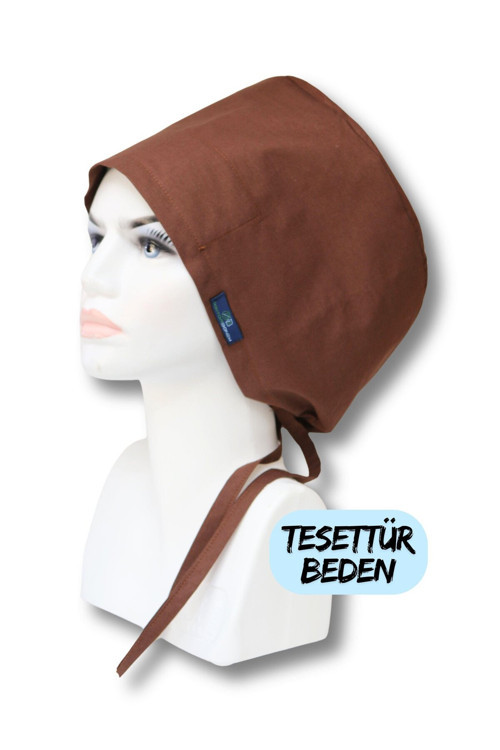 Tesettür Beden Kahverengi Tek Renk Cerrahi Bone Doktor Hemşire Sağlıkçı Hastane Bonesi