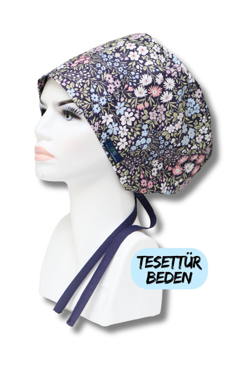 Tesettür Beden Mor Kır Çiçekleri Cerrahi Bone Doktor Hemşire Sağlıkçı Hastane Bonesi