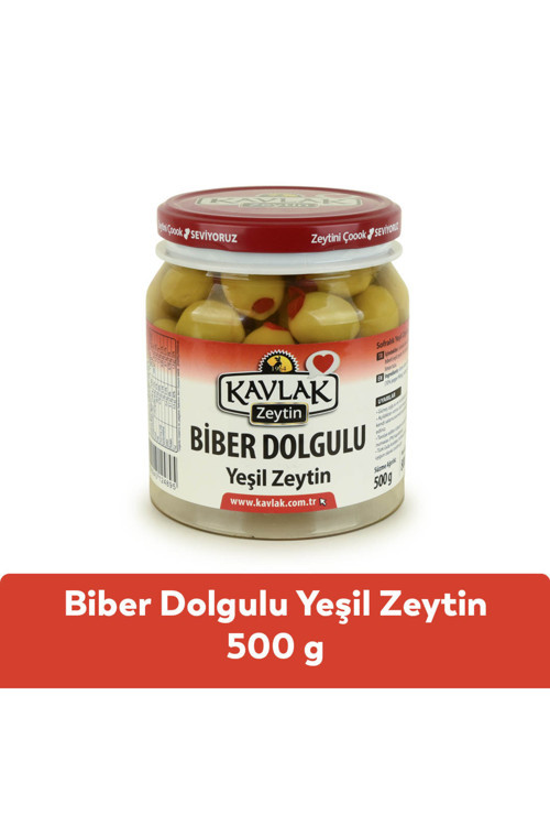 Biber Dolgulu Yeşil Zeytin 500 Gr