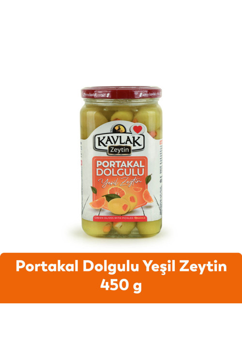 Portakal Dolgulu Yeşil Zeytin 450 Gr Cam Kavanoz