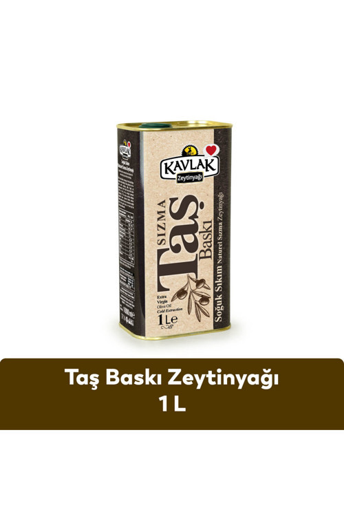 Taş Baskı Soğuk Sıkım Zeytinyağı 1 Lt Teneke
