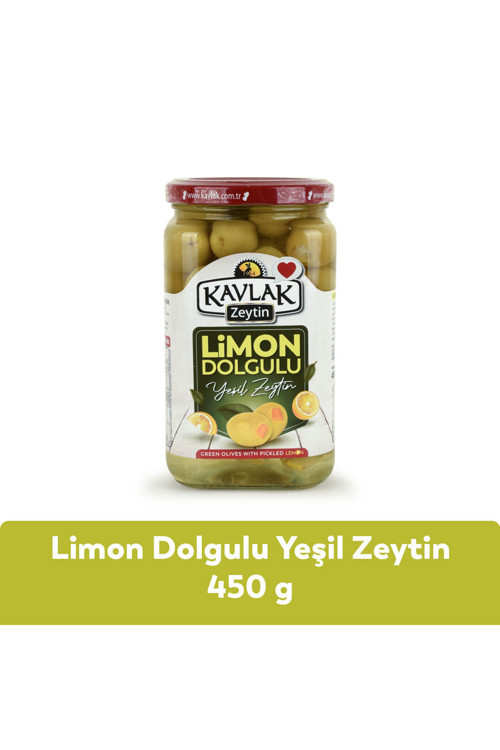 Limon Dolgulu Yeşil Zeytin 450 Gr Cam Kavanoz