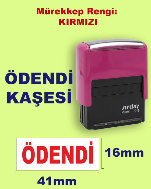 Ödendi Kaşesi, 911 (41mm*16mm) Kırmızı Keçeli Otomatik Kaşe