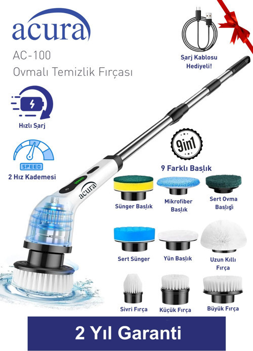 AC-100 9 Başlıklı Temizlik Fırçası ABS Malzeme ile Çok Amaçlı Kullanım için Ergonomik Tasarım
