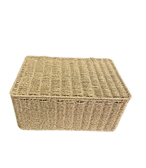 Kapaklı Küçük Boy Hasır Sandık 24x33x15 cm