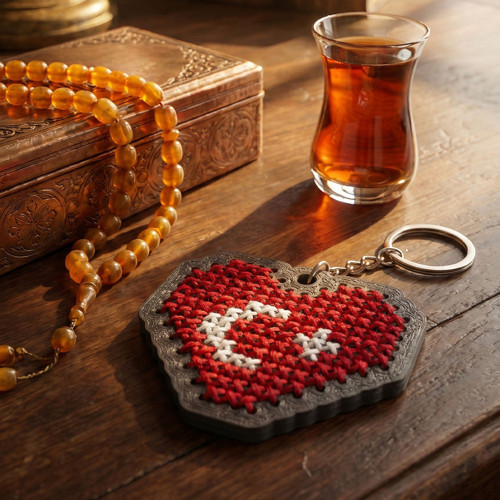 Terramina Serisi: Türkiye Etamin Çarpı İşi Anahtarlık- Yeni Başlayanlar İçin Hobi Seti