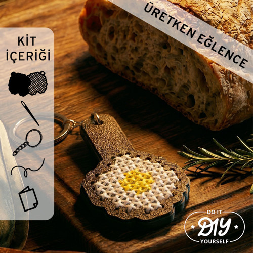 Yummina Serisi: Yumurta Etamin Çarpı İşi Anahtarlık- Yeni Başlayanlar İçin Hobi Seti