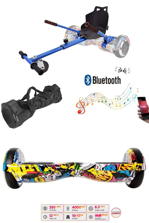 Elektrikli Kaykay Hoverboard Akıllı Denge 6.5 Inch + HoverKart + Çanta EXTREM PAKET D01