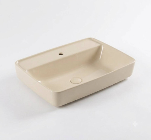 - Rita Tezgah Üstü Batarya Delikli Lavabo Bej, 40x60 Cm Slim Kenar - RT30TXL100H