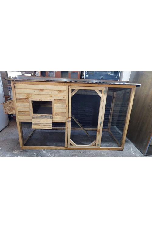 Ahşap Modern Tavuk Kümesi 200x125x80 - 10 Tavukluk Kafes Kümes - Süs Tavuğu Kümesi