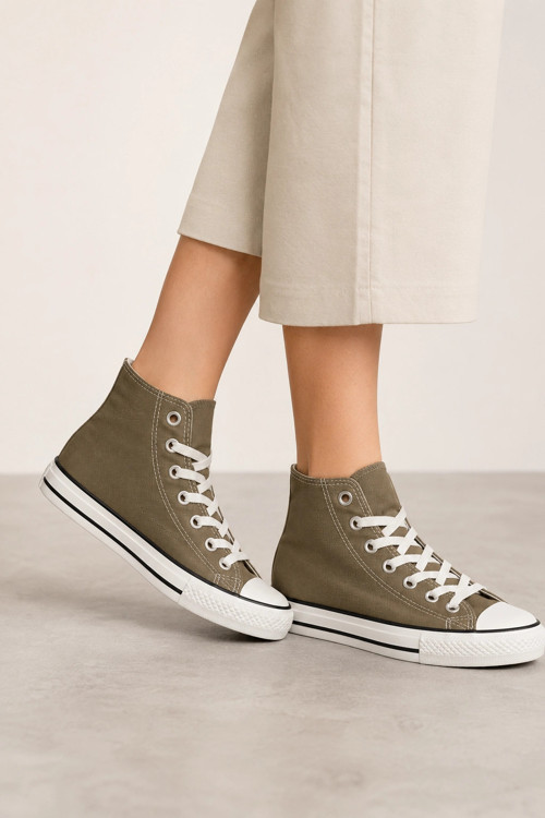 Lena Haki Kanvas Bağcıklı Bilekli Kadın Converse