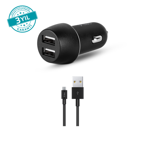 SmartCharger Duo 3.1A Araç Şarj Aleti Çift USB + Micro USB Kablo 2CKS21MS