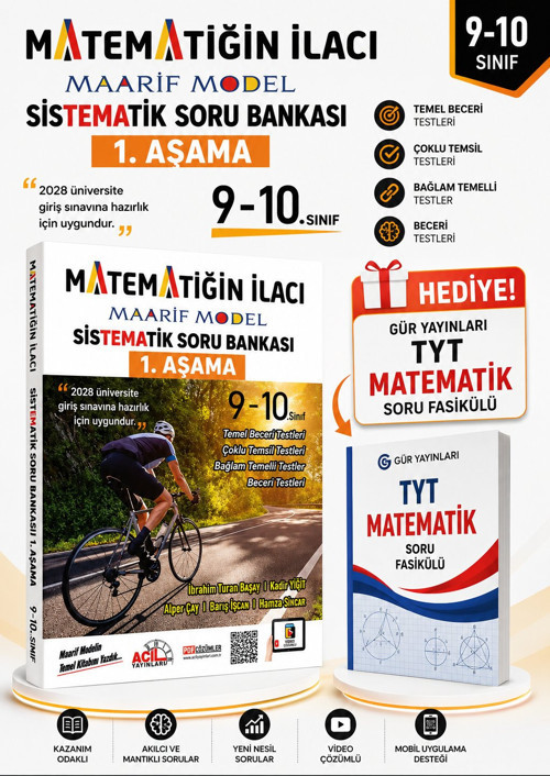 ACİL YAYINLARI 2028 MAARİF MODEL MATEMATİĞİN İLACI SİSTEMATİK SORU BANKASI-GÜR YAYINLARI TYT MATEMATİK SORU FASİKÜLÜ HEDİYE!!