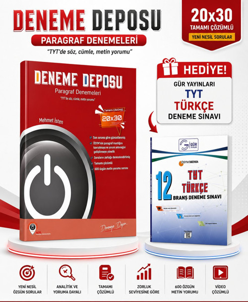 ACİL YAYINLARI Deneme Deposu TYT Paragraf Konu Denemeleri-GÜR YAYINLARI TYT TÜRKÇE DENEME HEDİYE!!