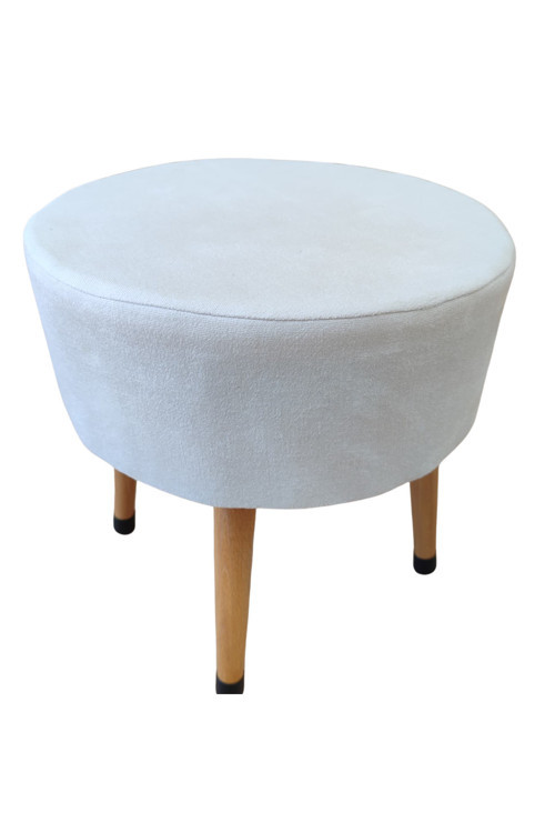 Beyaz Puf Koltuk Bench Tabure – 38X40 Cm | Masif Ahşap Ayaklı, Sade Ve Modern