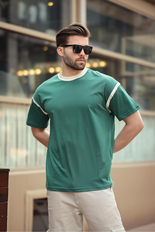 Koyu Yeşil Bisiklet Yaka Regular Fit Erkek T-Shirt E7126