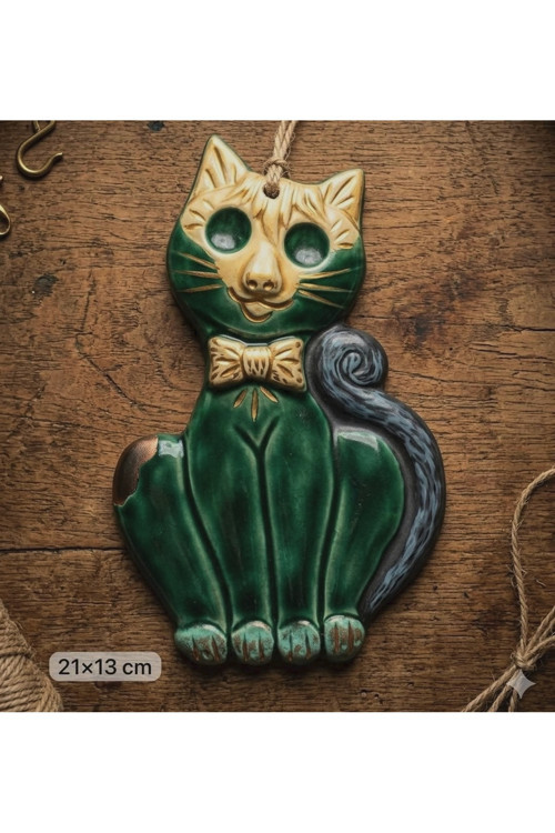 Boyama Seti Kedi Figürlü Asmalı Duvar Süsü Boyama Seti 21X13 Cm – 6 Renk Akrilik Boya + 1 Fırça Dahil – Kendin Boya Hobi Kiti