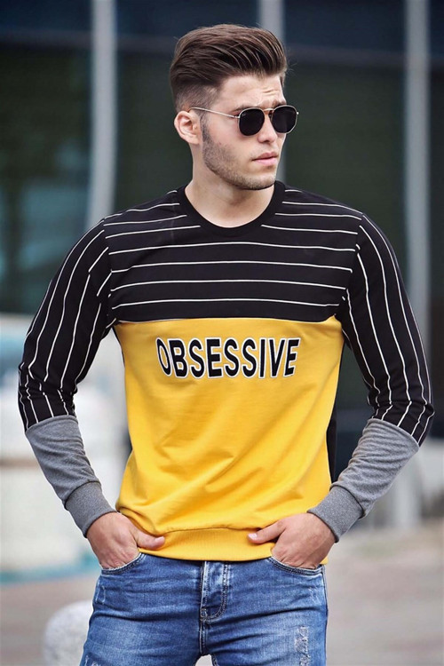 Madmext Baskılı Sarı Sweatshirt 4184