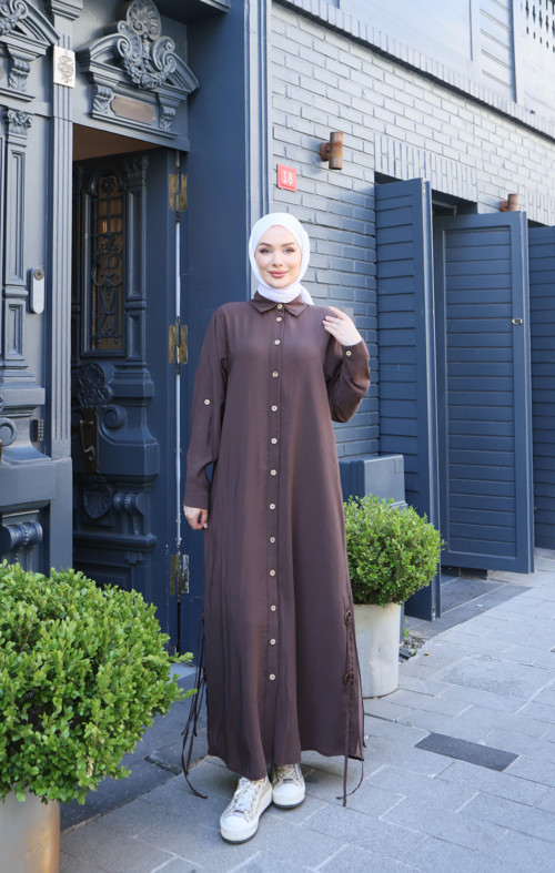 Yanı Bağcıklı Modal Elbise