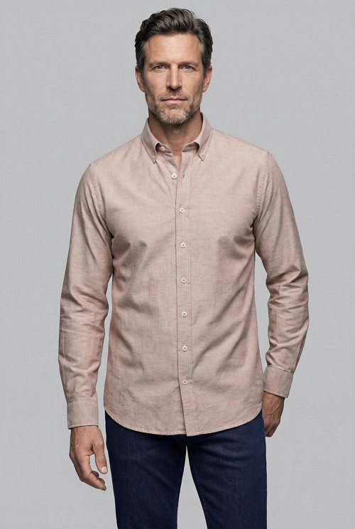 Kahve Regular Fit Cepsiz Açık Uzun Paşa Yaka Gömlek