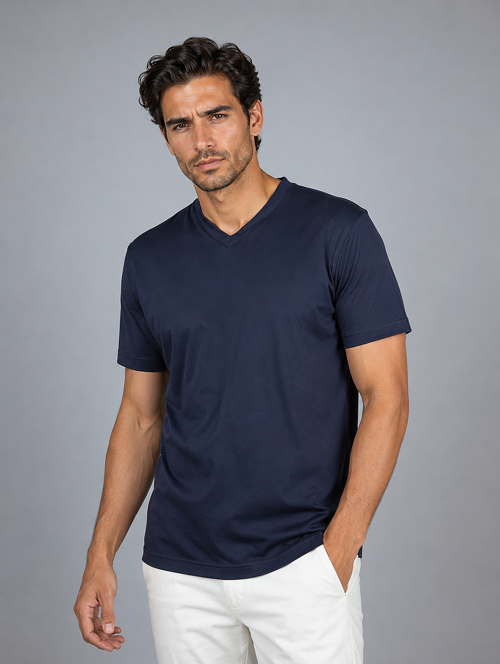 Markas Lacivert V Yaka Basic T-shirt