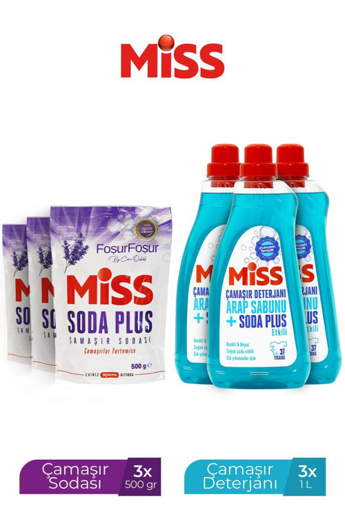 Sıvı Çamaşır Deterjanı Arap Sabunu Ve Soda Etkili 1500Mlx3+ Soda Lavanta 500 Grx3