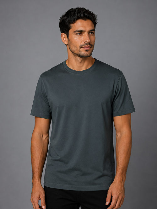 Haki Bi̇si̇klet Yaka Basi̇c T-shirt