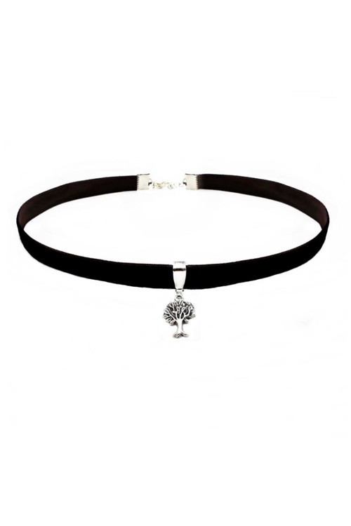 Gümüş Kaplama Hayat Ağacı Kadın Choker Kolye