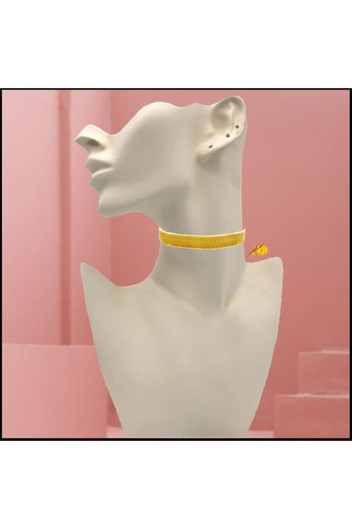 Somon Rengi Kadın Kadife Choker Kolye