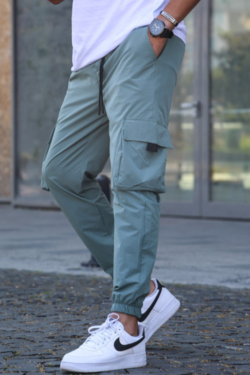 Yeşil Kargo Cep Erkek Jogger Pantolon 5461