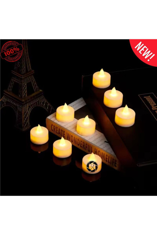 Byali Ledli Mum Tealight Işıklı Dumansız Alevli Sarı Led Mum Pilli 1 Adet Pil Dahil