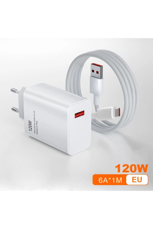 QÜMÜŞ 120 Watt Turbo Hızlı Şarz Aleti Adaptör ve Kablo Seti Type-c Samsung Galaxy Note 8 Uyumlu