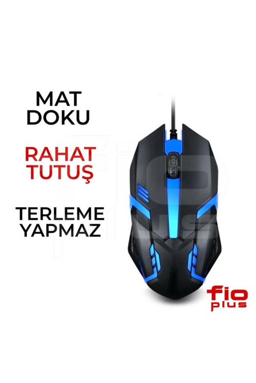 FİOPLUS Oyun Mouse Kablolu Usb Optik Oyuncu Mause Ergonomik Led Işıklı Gaming