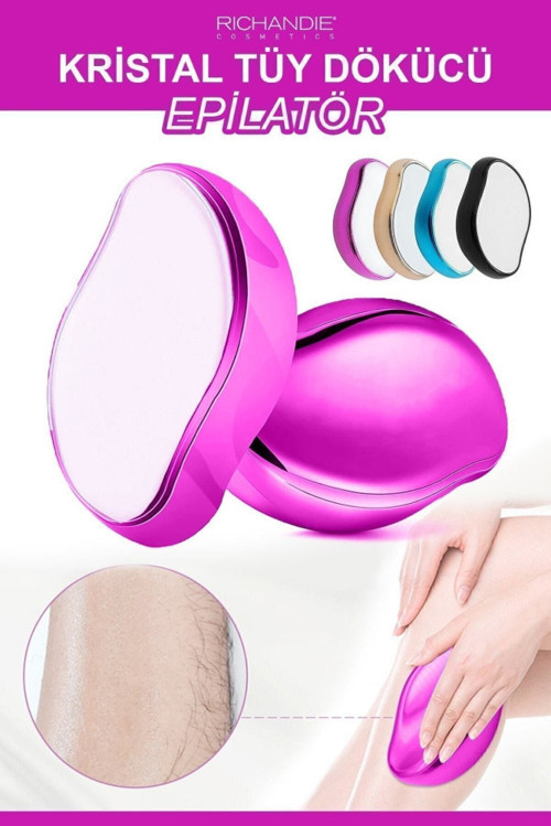 Richandie Kristal Tüy Dökücü Ağda Epilatör Crystal Eraser Epilasyon Aleti Tüy Silgisi Tüy Alıcı Fiziksel Pembe