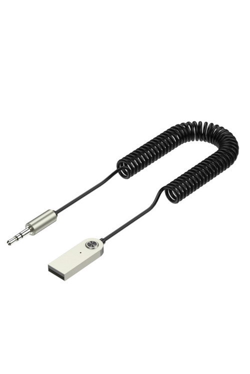 FİOPLUS Kablosuz Samsung LG iPhone Bluetooth Aux Araç Kiti – Spiral Kablo – FM04 Mikrofonlu Siyah