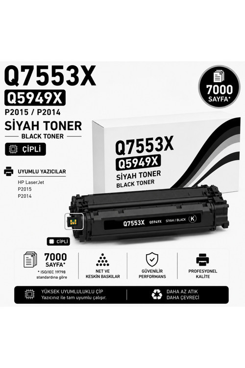 HP Q7553X-Q5949X-P2015-2014 7000 Sayfa Siyah