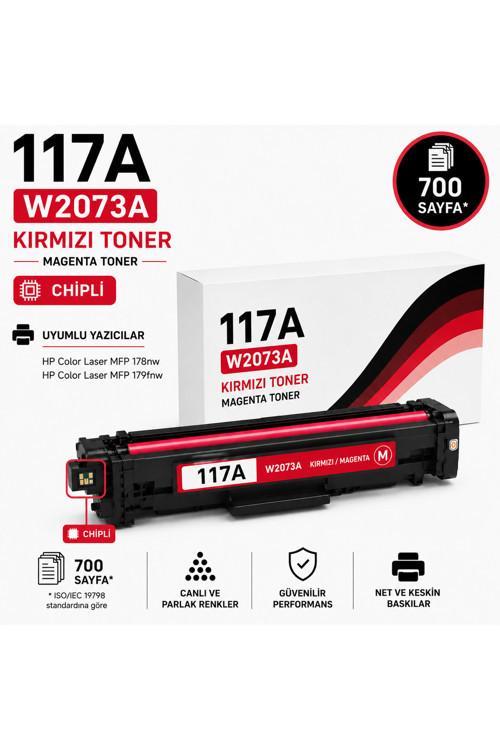 HP 117A-W2073-MFP178-MFP179 Chipli Kırmızı 700 Sayfa