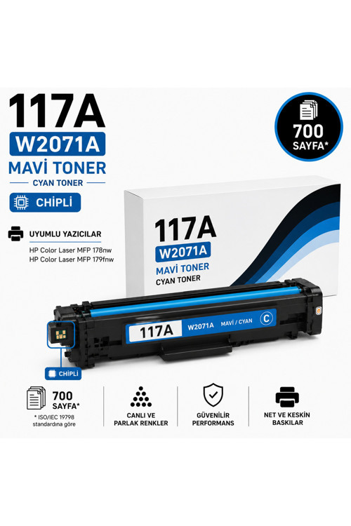 HP 117A-W2071-MFP178-MFP179 Chipli Mavi 700 Sayfa